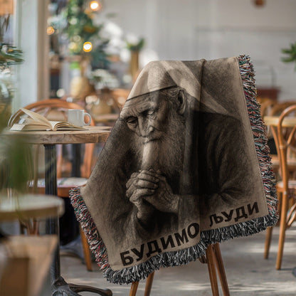 Artistic Blanket Featuring a Thoughtful Elder Design