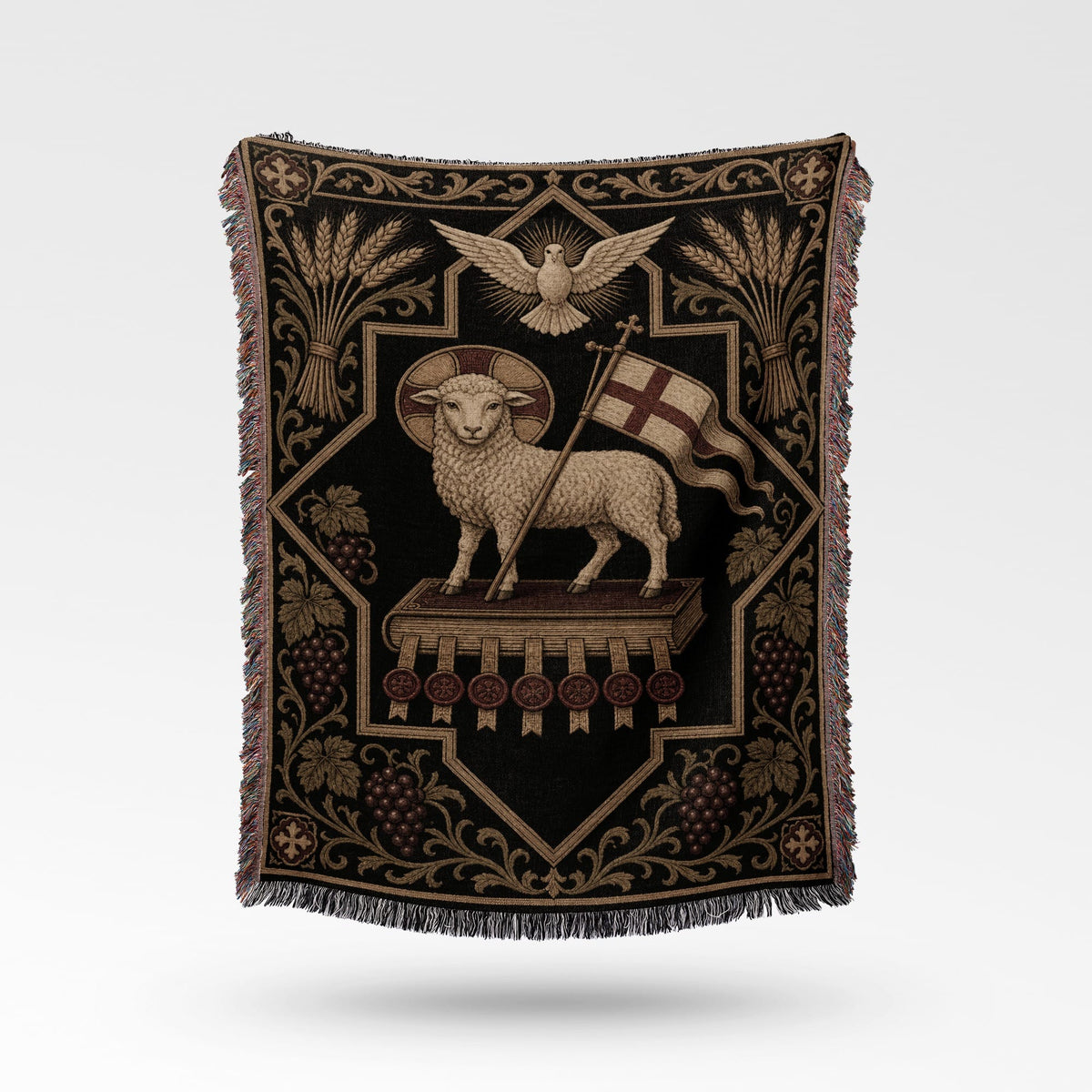 CalmNestStyle Dark Academia Lamb Icon Woven Blanket jacquard woven blanket