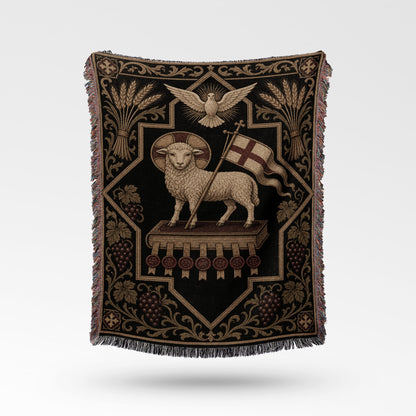 CalmNestStyle Dark Academia Lamb Icon Woven Blanket jacquard woven blanket