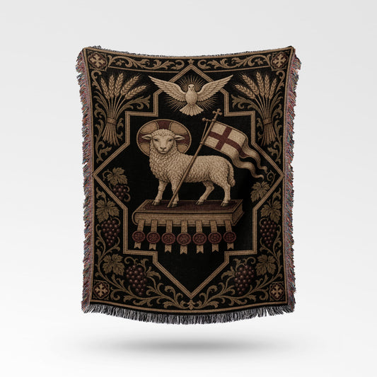 CalmNestStyle Dark Academia Lamb Icon Woven Blanket jacquard woven blanket