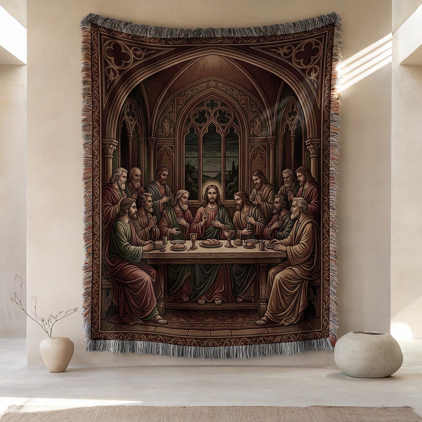 Last Supper Scene Decorative Wall Tapestry Blanket