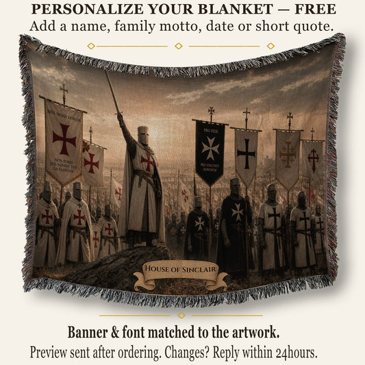 CalmNestStyle Non Nobis Domine Templar Knights jacquard woven blanket
