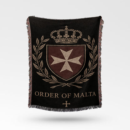 CalmNestStyle Order of Malta Crown Laurel Crest Woven Blanket jacquard woven blanket