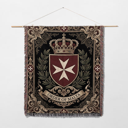 CalmNestStyle Order of Malta Heritage Crest Gold Woven Blanket jacquard woven blanket