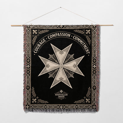 CalmNestStyle Courage Compassion Commitment Ornamental Cross Woven Blanket jacquard woven blanket