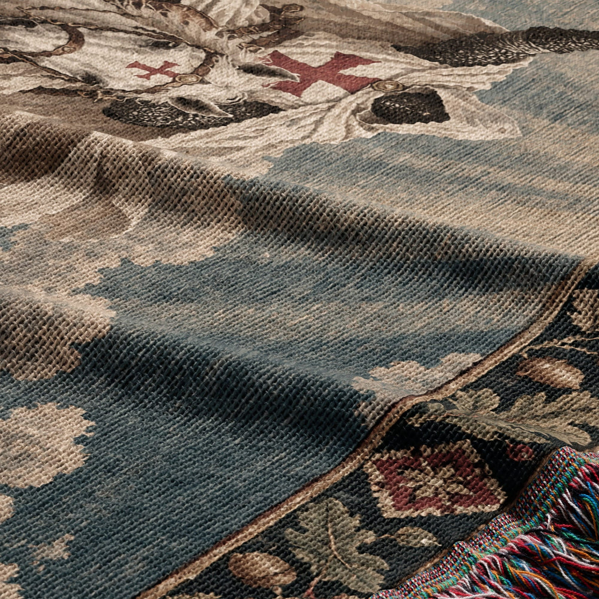 CalmNestStyle The Templar Charge Knight on a White Horse jacquard woven blanket