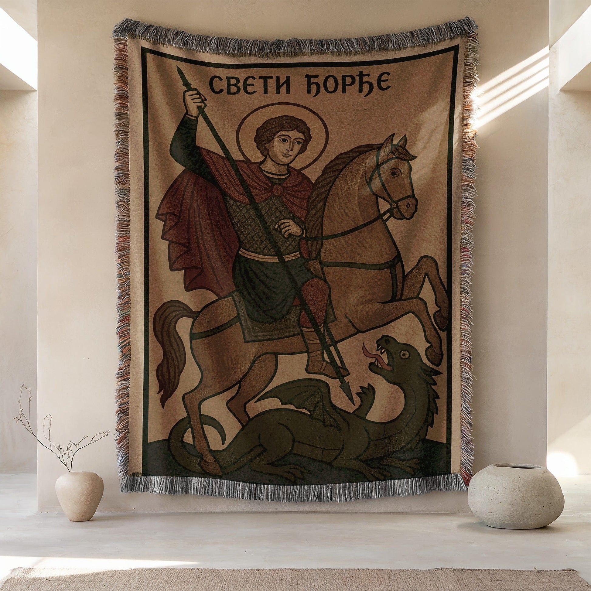 Dragon Slayer Saint George Woven Tapestry Decor