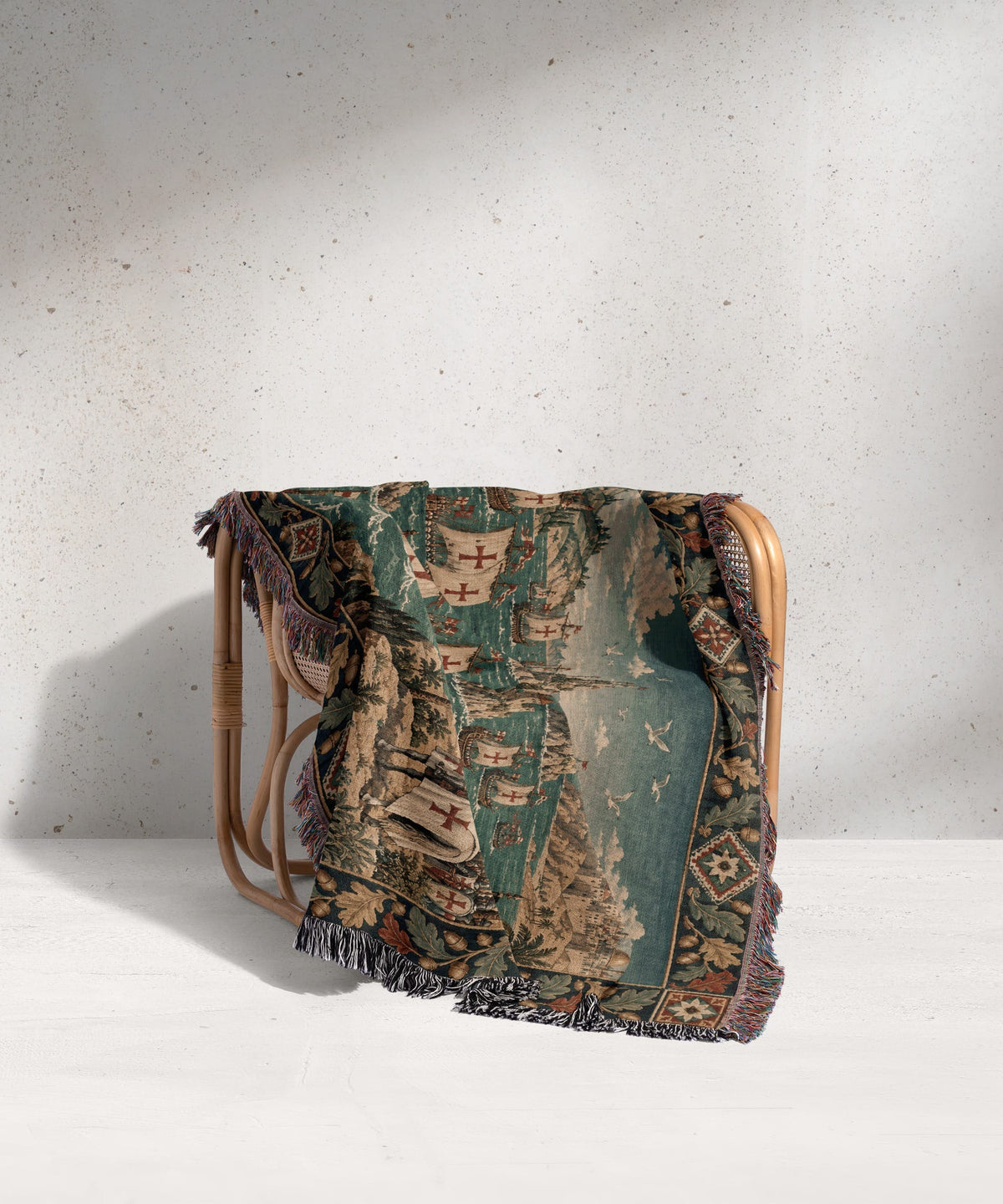 CalmNestStyle Crusader Fleet I Knight at the Harbor jacquard woven blanket