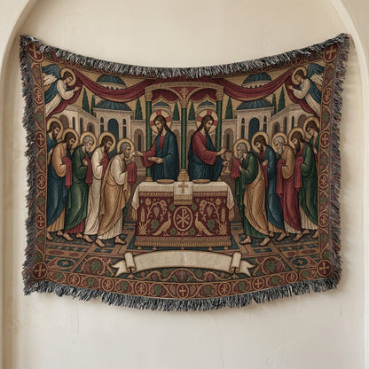 MyDesigns Personalized Orthodox Communion Tapestry - Byzantine Angels jacquard woven blanket