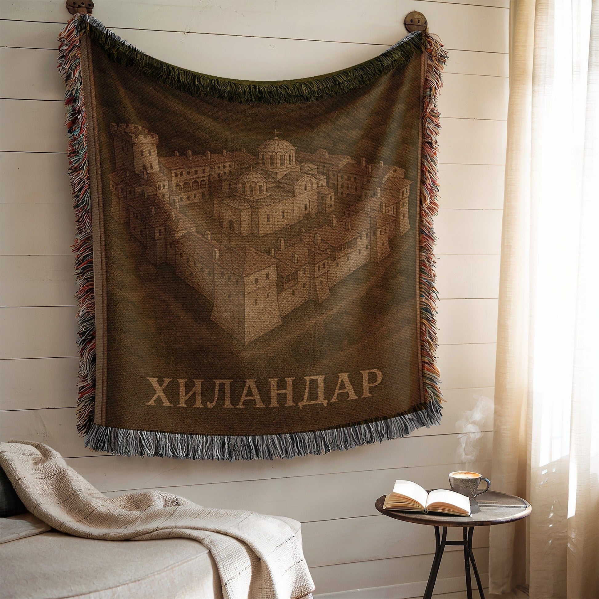 Beautiful Tapestry Depicting Historical Building Motif