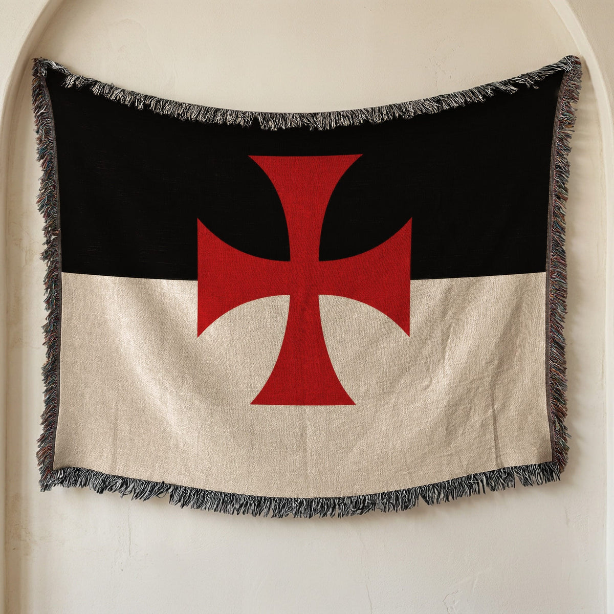 CalmNestStyle The Beauseant Templar Battle Flag Personalized jacquard woven blanket