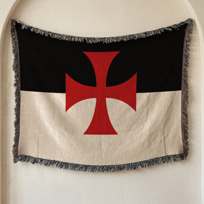 CalmNestStyle The Beauseant Templar Battle Flag Personalized jacquard woven blanket