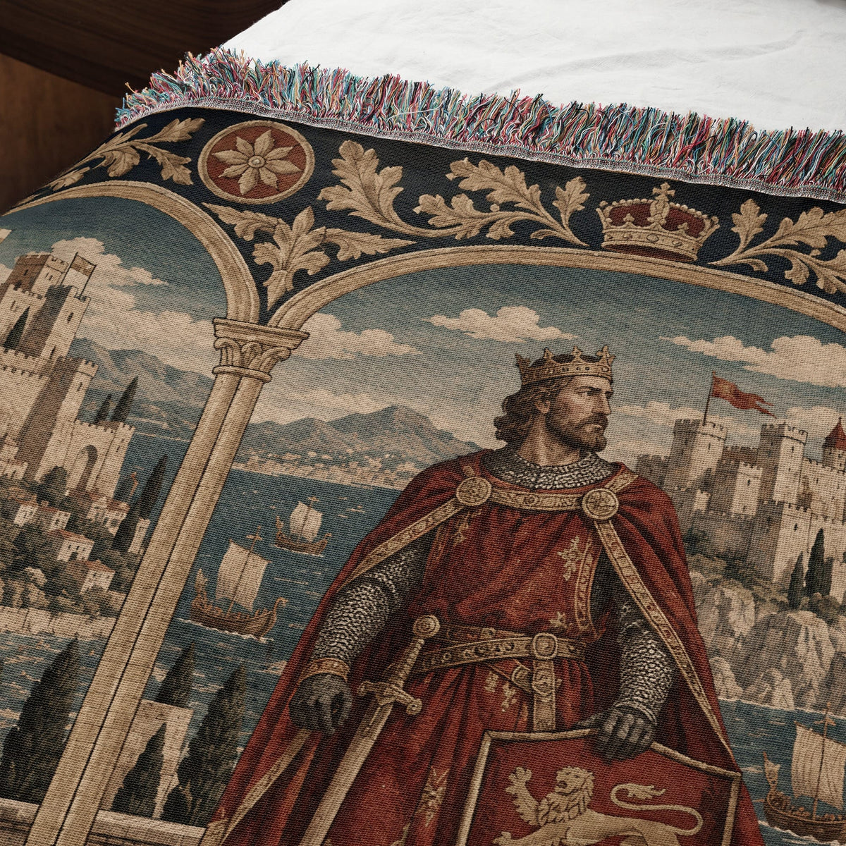 CalmNestStyle Kings of Christendom Triptych jacquard woven blanket