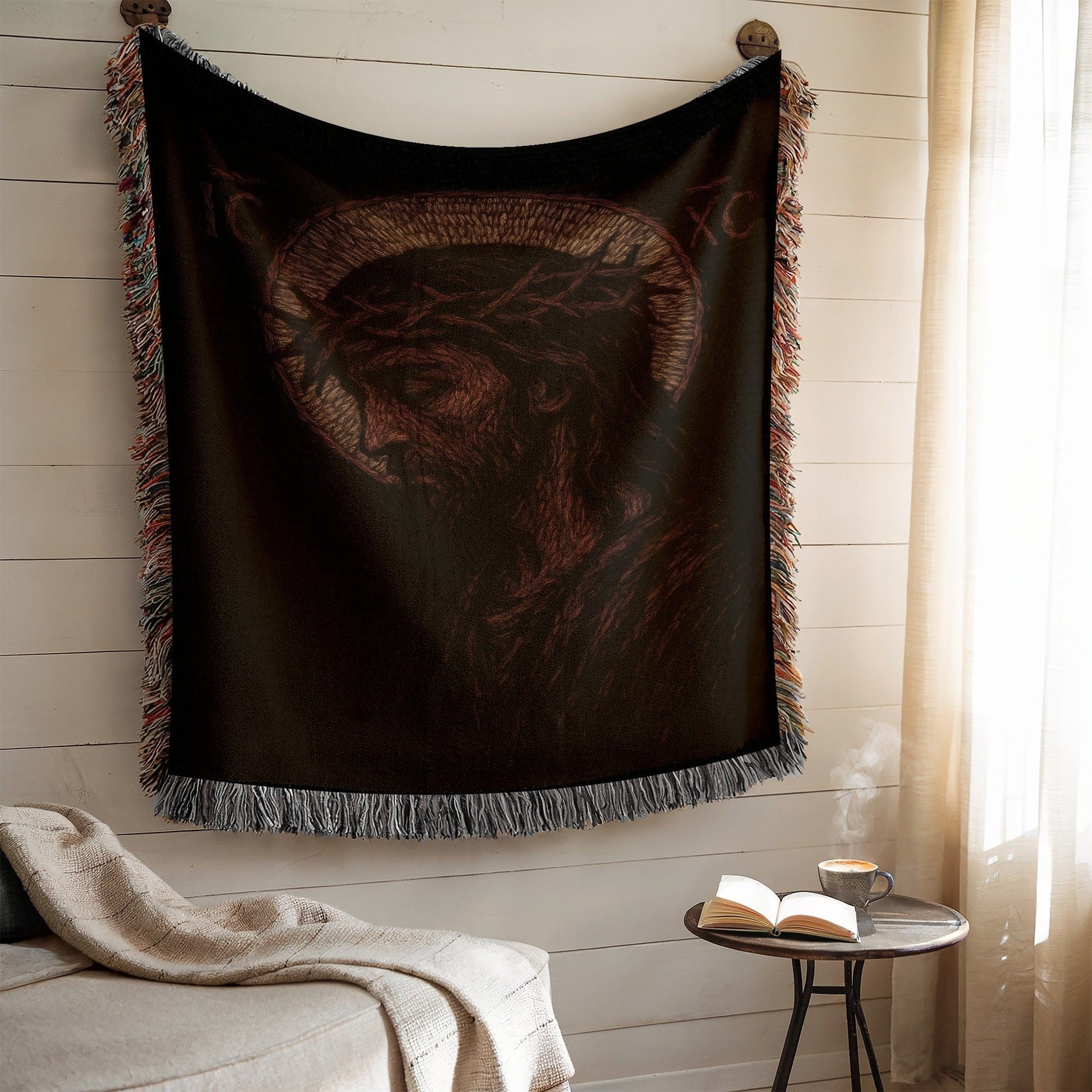 Jesus Christ Tapestry with Crown of Thorns Wall Decor