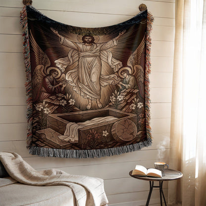 Jesus Resurrection With Angels Tapestry Wall Hanging Decor