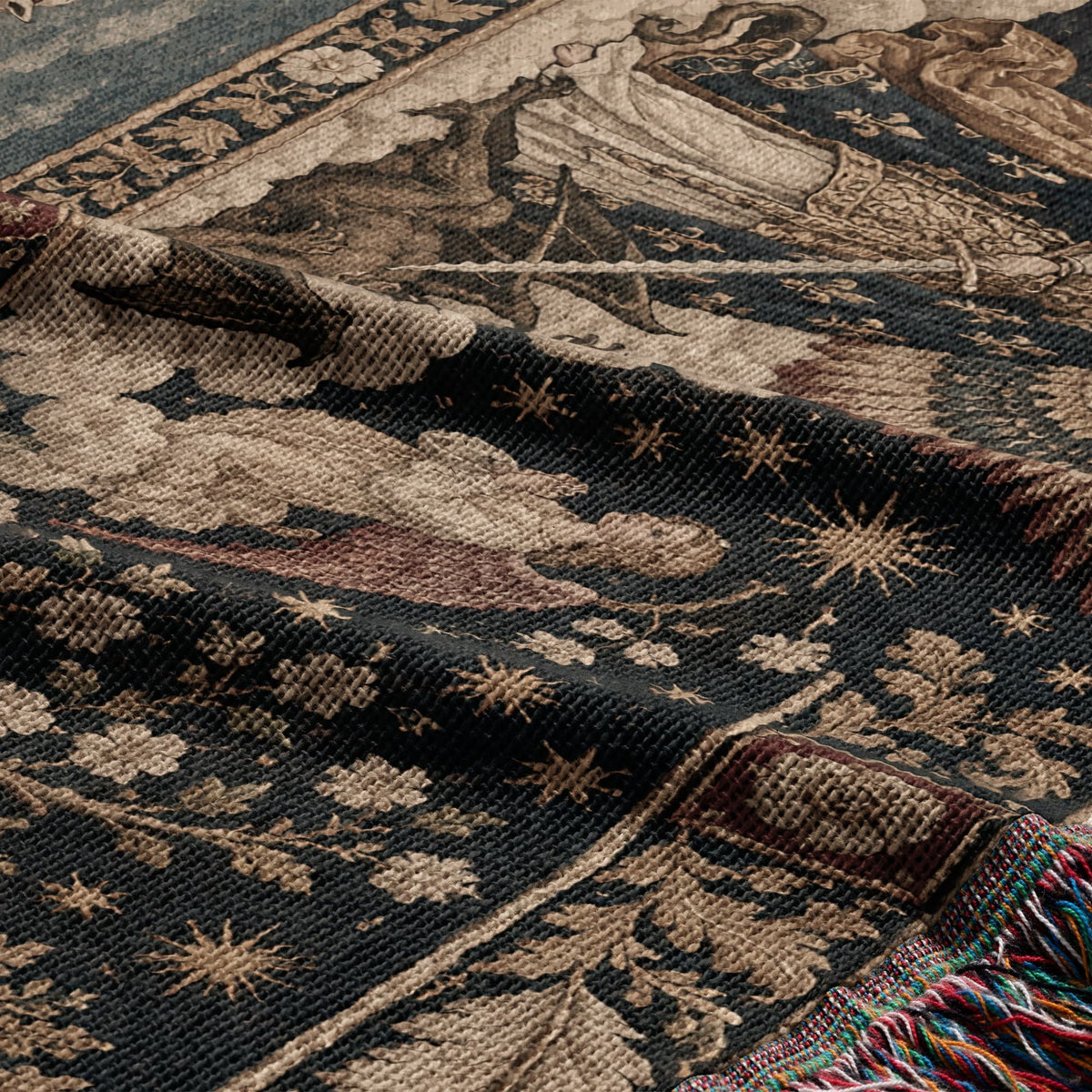 CalmNestStyle Saint George and Saint Michael jacquard woven blanket
