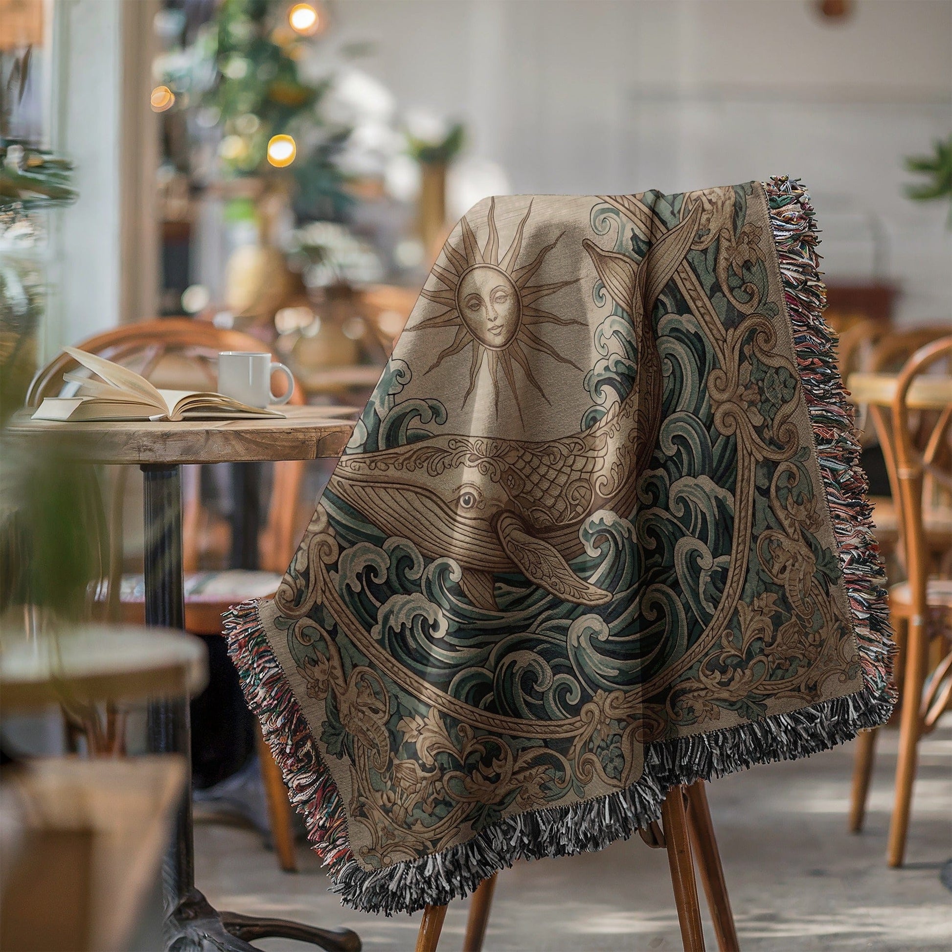 Vintage Nautical Theme Woven Blanket for Home Decor