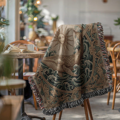 Vintage Nautical Theme Woven Blanket for Home Decor