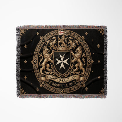 CalmNestStyle Order of Saint John Medallion Crest Red Cross Flag Woven Blanket jacquard woven blanket