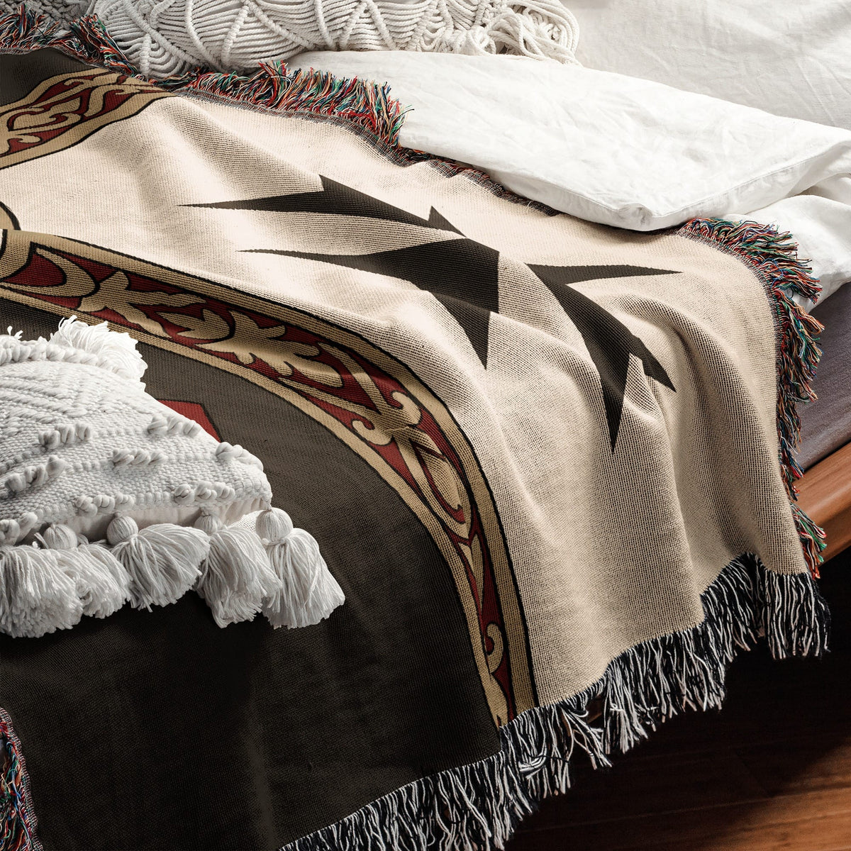 MyDesigns Ancient Orders I Charcoal jacquard woven blanket