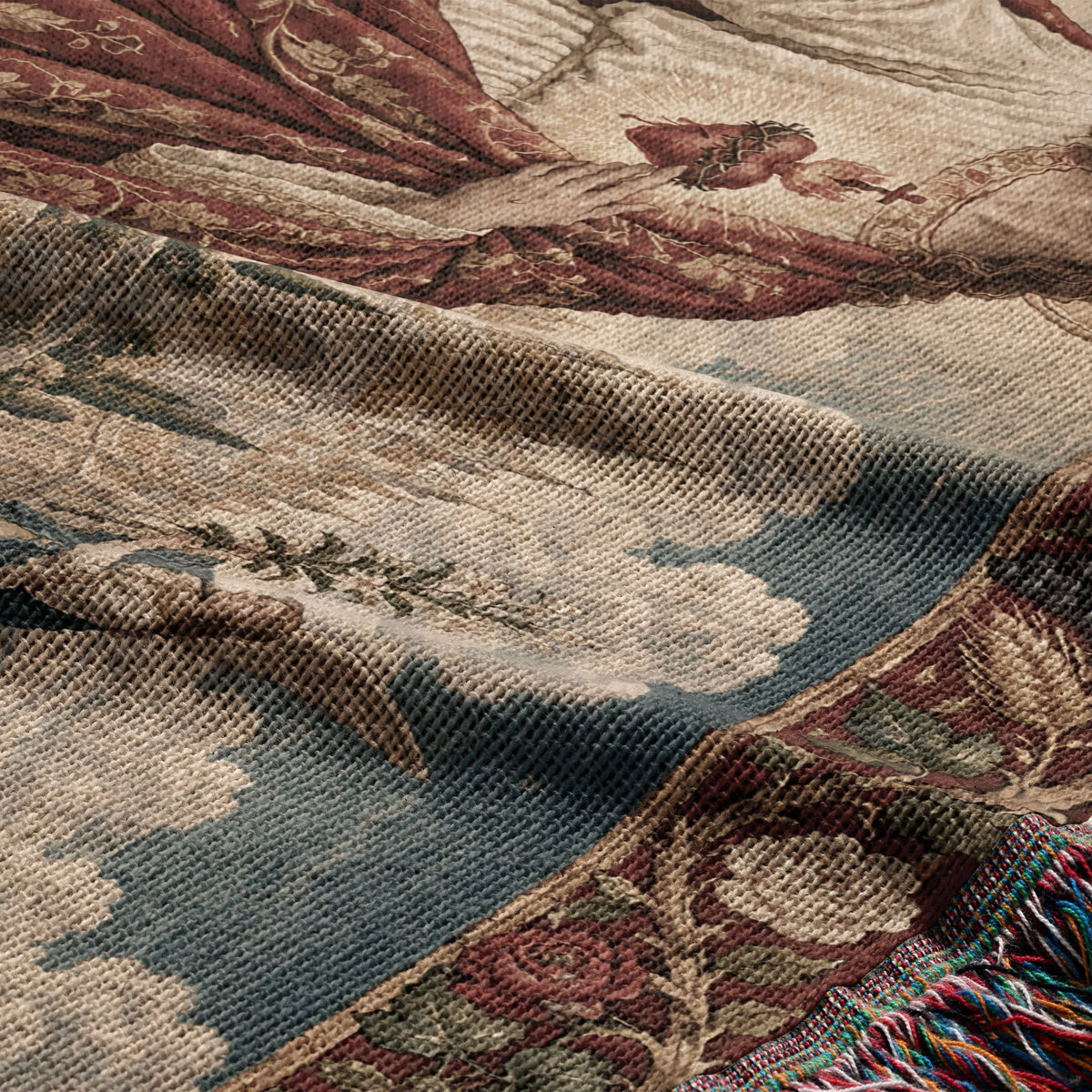 CalmNestStyle Sacred Heart of Jesus in the Heavenly Garden jacquard woven blanket