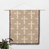 Orthodox Cross Repeat Pattern Pale Yellow Gold Orthodox Woven Blanket