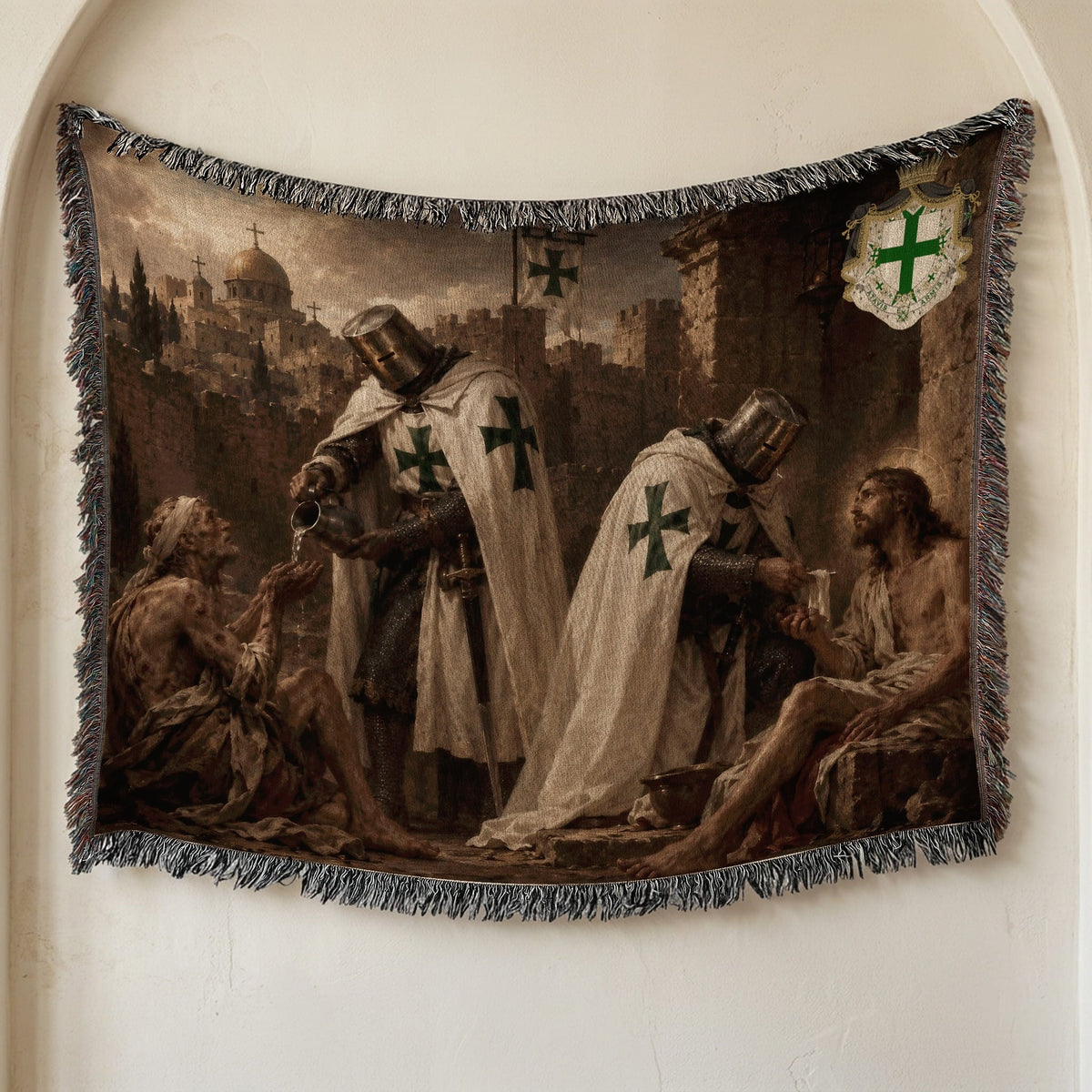 MyDesigns Saint Lazarus I The Hospitaller's Work at Jerusalem jacquard woven blanket