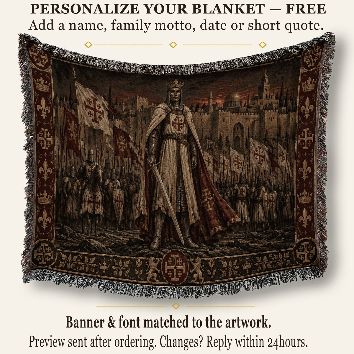 MyDesigns Baldwin IV I King of Jerusalem at Sunset jacquard woven blanket