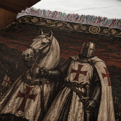 MyDesigns Templar and Warhorse at Dusk jacquard woven blanket