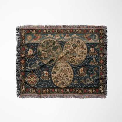 CalmNestStyle Mappa Mundi I Angels of Sun and Moon jacquard woven blanket