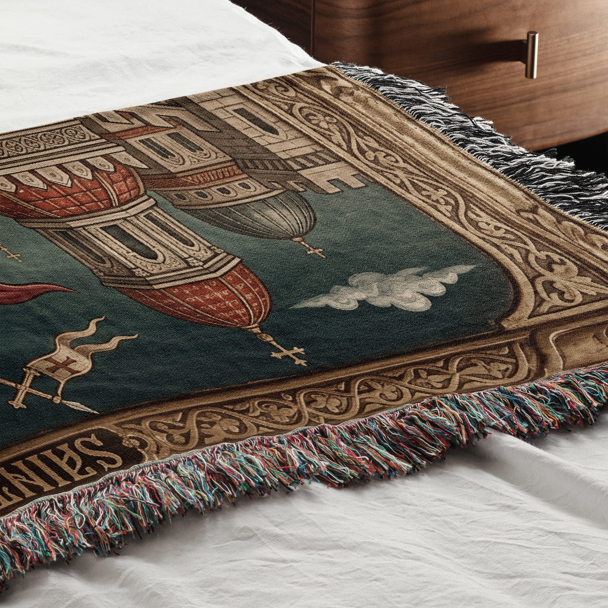 CalmNestStyle Saint George Gilded Icon jacquard woven blanket