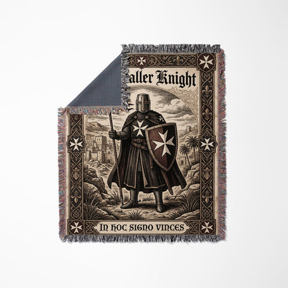CalmNestStyle Hospitaller Knight With Banner In Hoc Signo Vinces Woven Blanket jacquard woven blanket