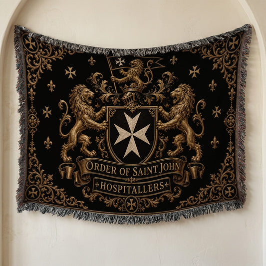 CalmNestStyle Order of Saint John Hospitallers Gold Banner Crest Woven Blanket jacquard woven blanket