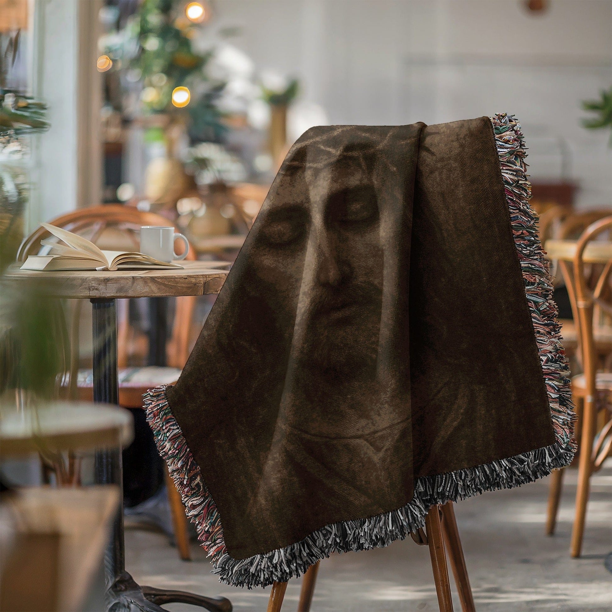 Artistic Blanket Featuring Thoughtful Face Design