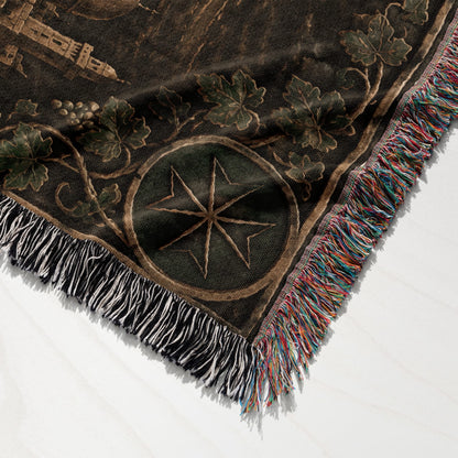 MyDesigns Saint Lazarus Host – Green Maltese Crosses at Dusk jacquard woven blanket