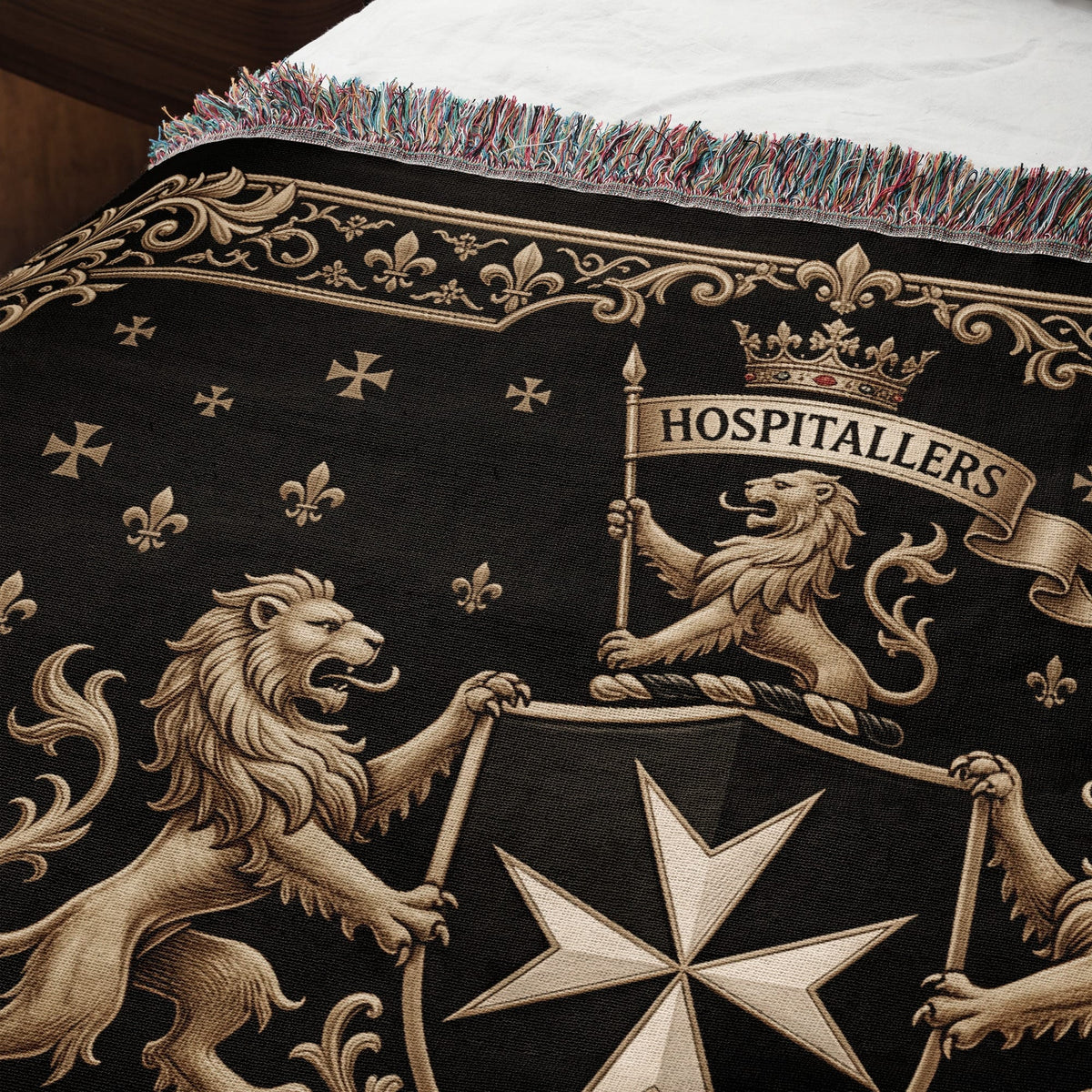 CalmNestStyle Order of Saint John Hospitallers Baroque Frame Crest Woven Blanket jacquard woven blanket