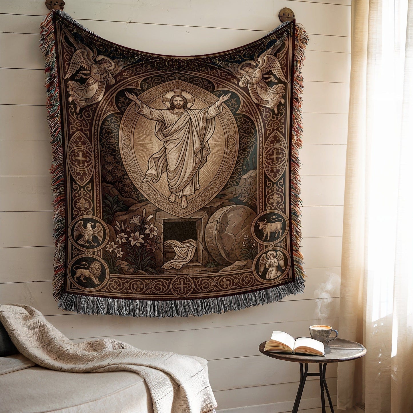 Elegant Tapestry of Religious Art with Jesus Design