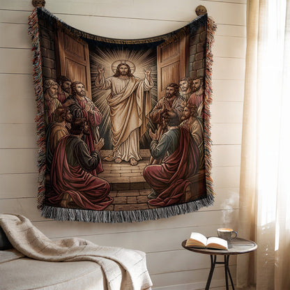 Religious Tapestry Featuring Jesus and Apostles Design