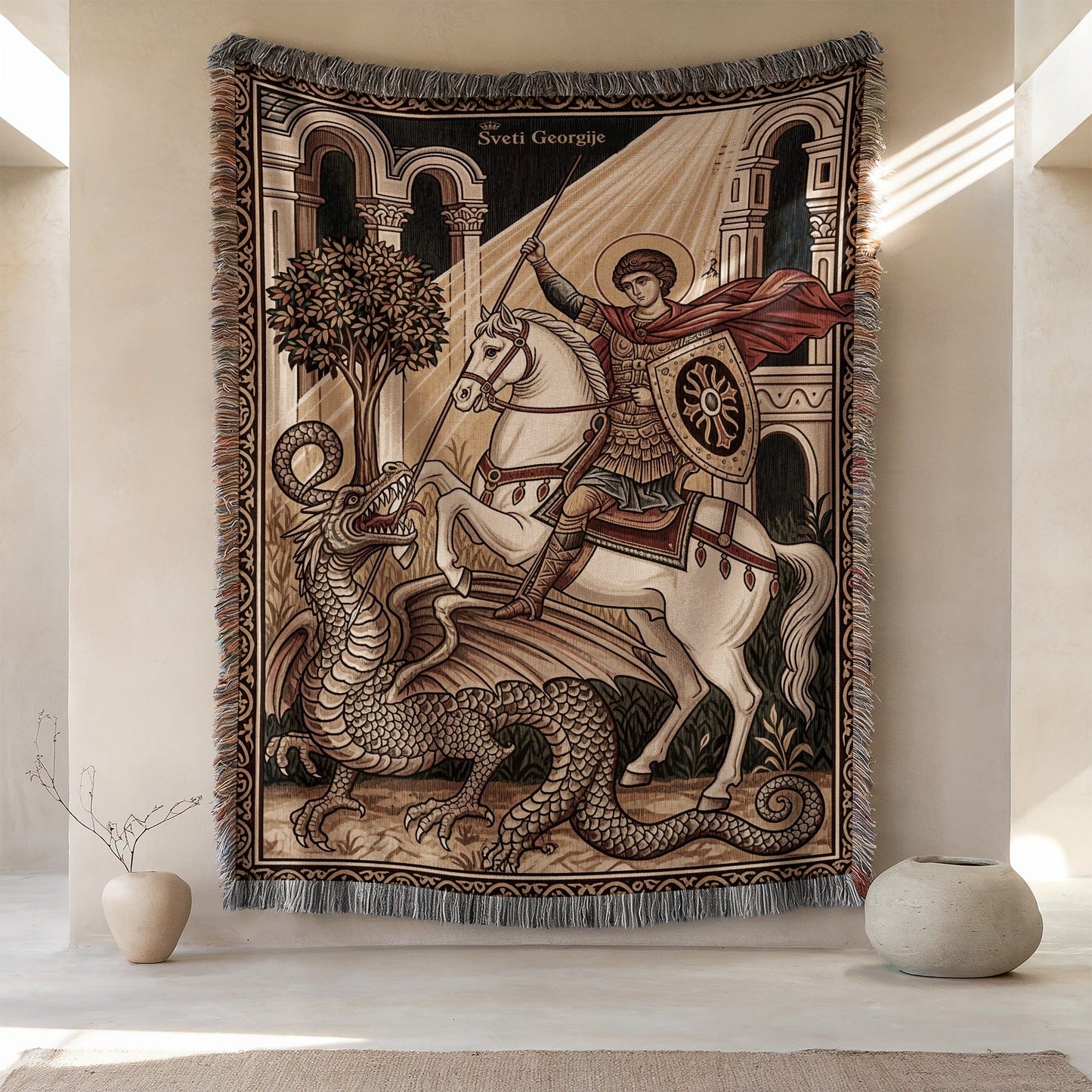 St. George and the Dragon medieval themed tapestry