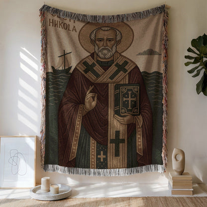 Saint Nicholas Woven Tapestry Wall Hanging Artwork