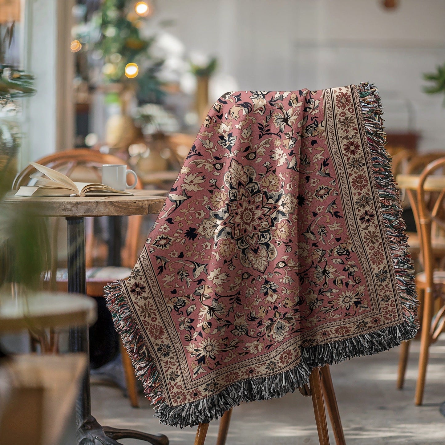 Elegant Pink Floral Pattern Blanket for Cozy Ambience