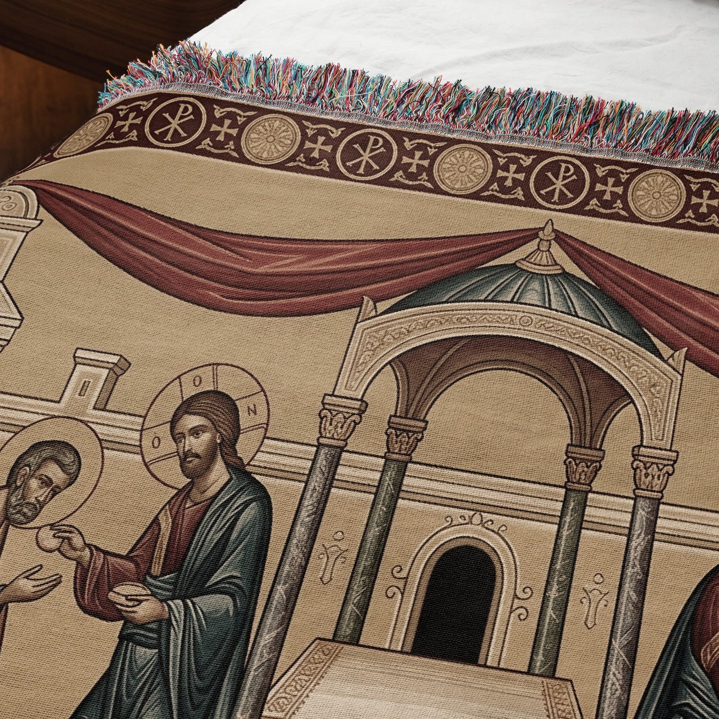 MyDesigns Orthodox Communion Horizontal Tapestry - Byzantine Mystical Supper jacquard woven blanket