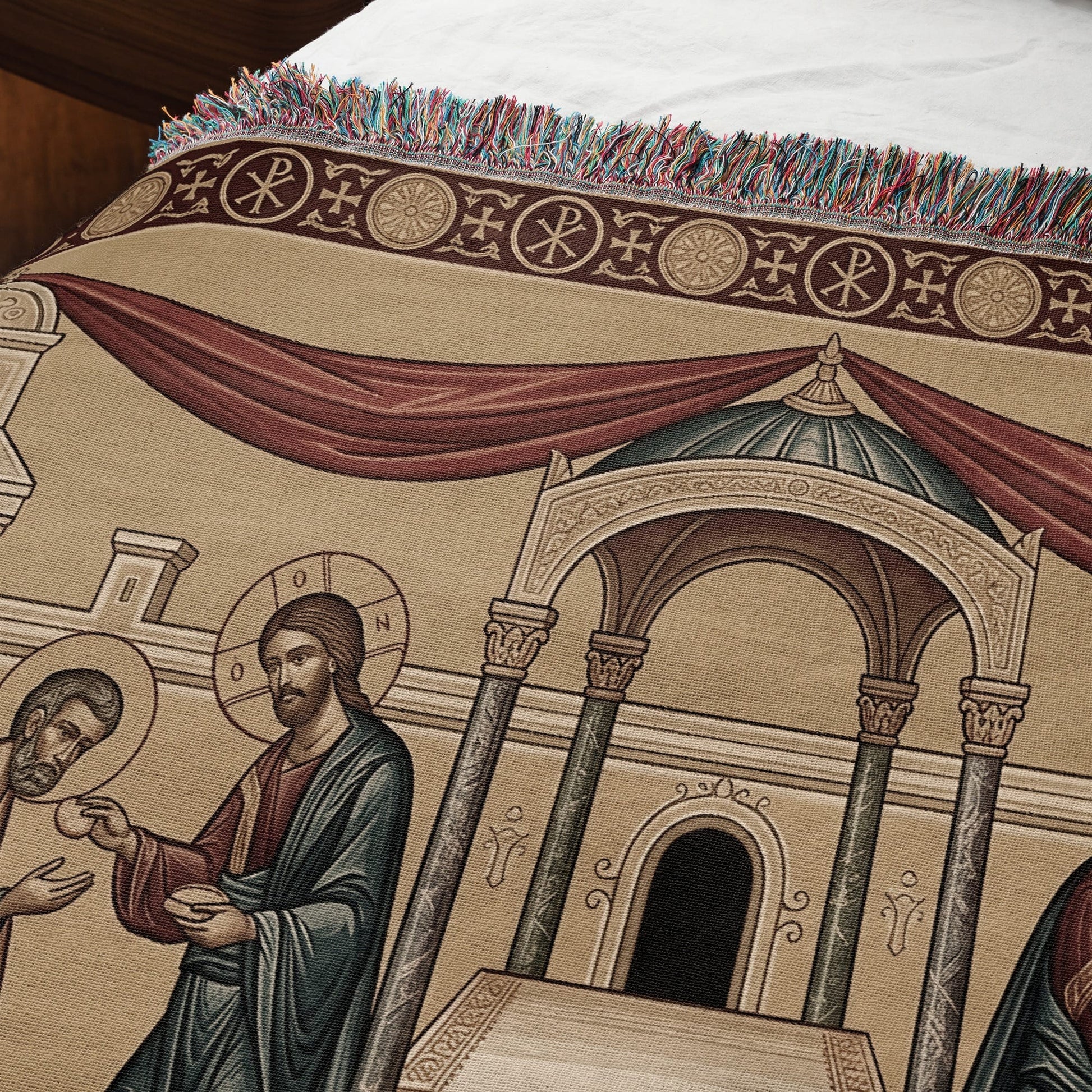 MyDesigns Orthodox Communion Horizontal Tapestry - Byzantine Mystical Supper jacquard woven blanket