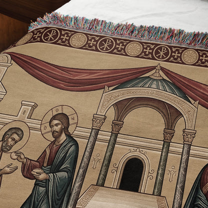 MyDesigns Orthodox Communion Horizontal Tapestry - Byzantine Mystical Supper jacquard woven blanket