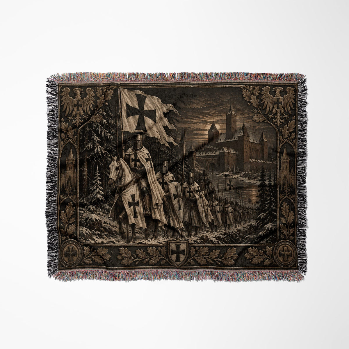 MyDesigns Teutonic Order – Black Cross and Fortress jacquard woven blanket
