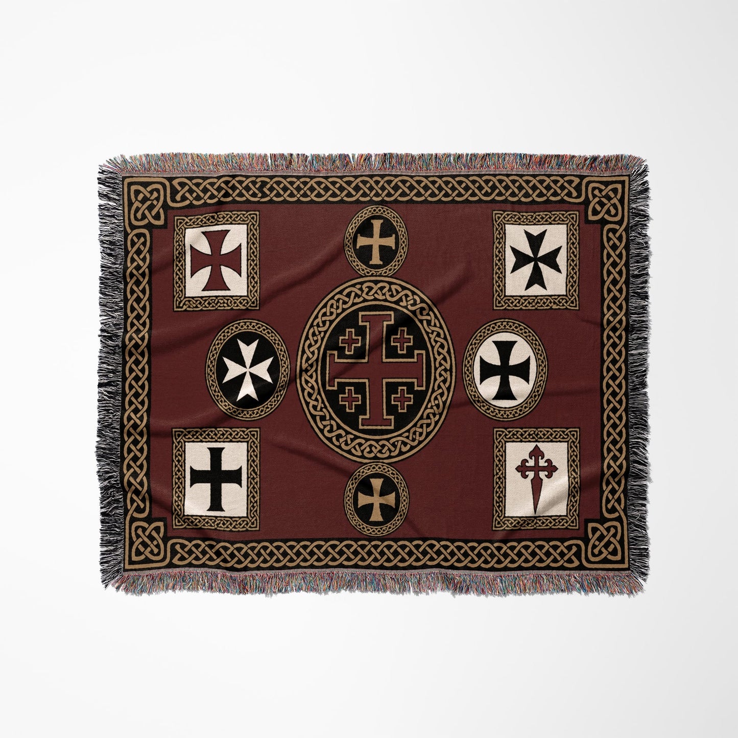 MyDesigns Military Orders Tapestry – Gold Jerusalem Cross Medallion Woven Blanket jacquard woven blanket