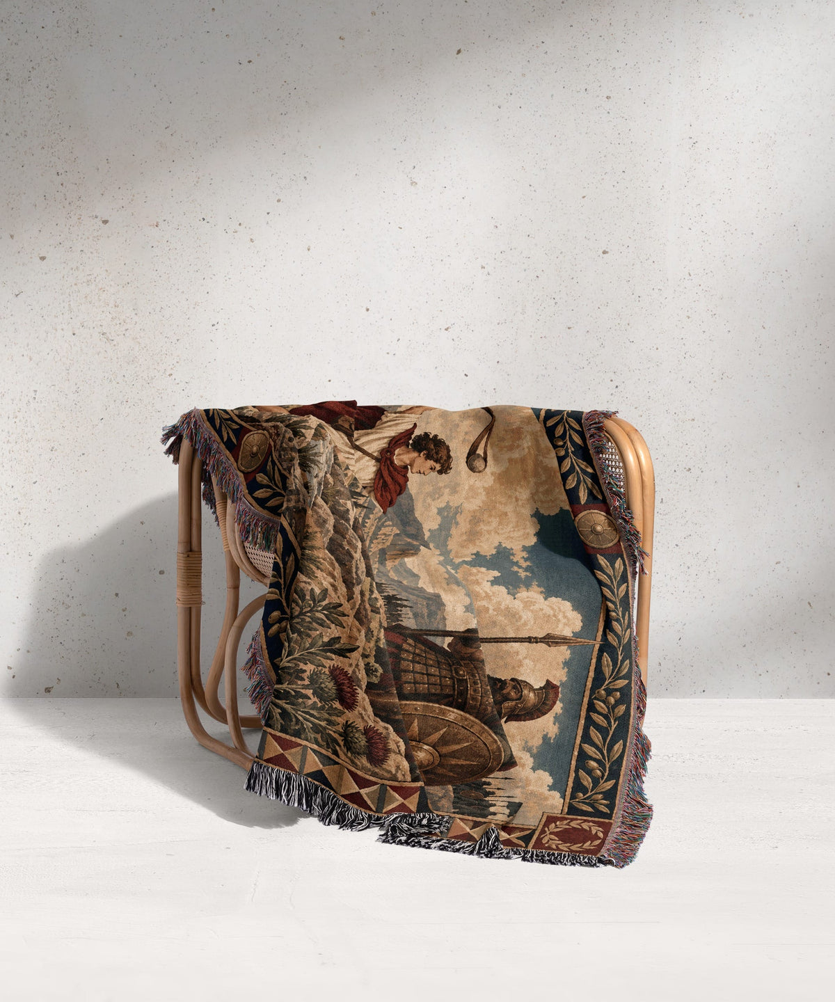 CalmNestStyle David and Goliath in the Valley of Elah jacquard woven blanket