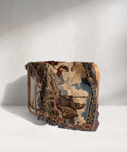 CalmNestStyle David and Goliath in the Valley of Elah jacquard woven blanket
