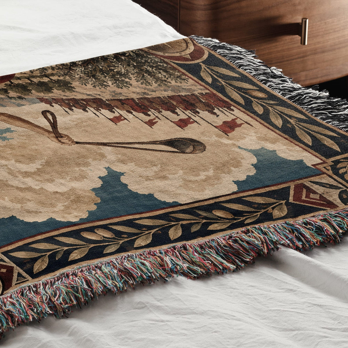 CalmNestStyle David and Goliath Shepherd with Sling jacquard woven blanket
