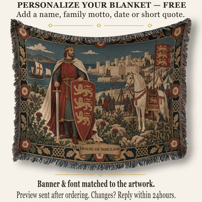 CalmNestStyle Richard the Lionheart Rose Border jacquard woven blanket